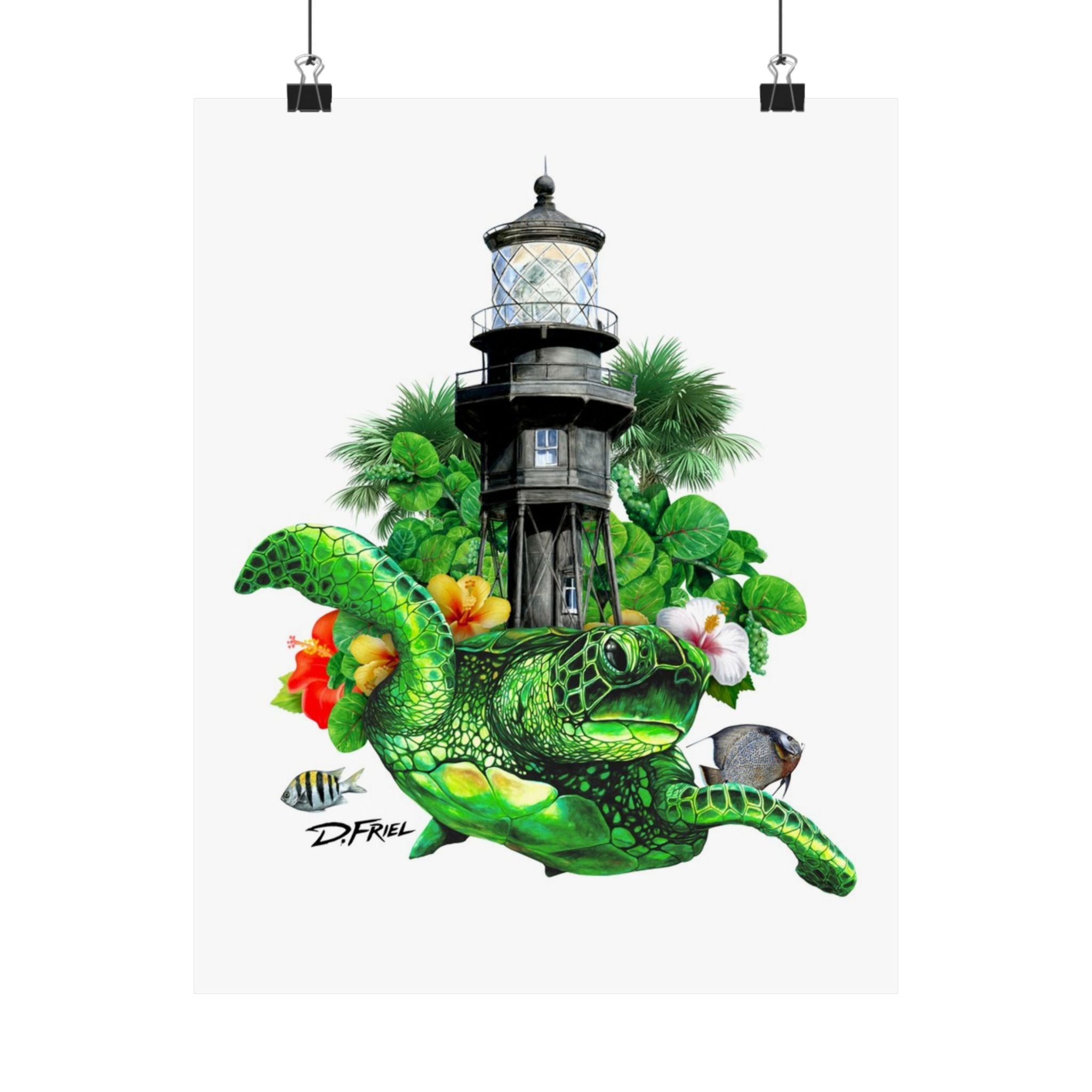 Hillsboro Lighthouse Turtle - Unframed Satin Poster