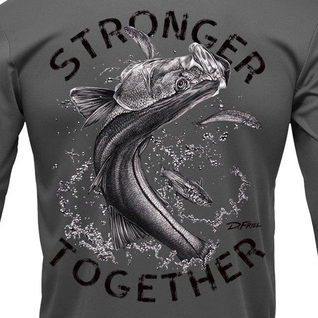 Last Chance! Performance LS Hooded - Stronger Together Shirt with Silver Snook Art