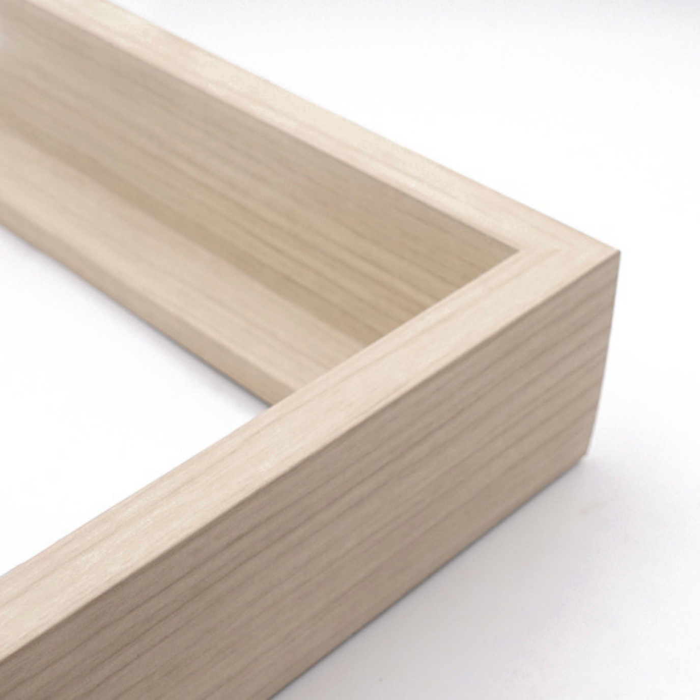 natural grain float frame (not raw wood)