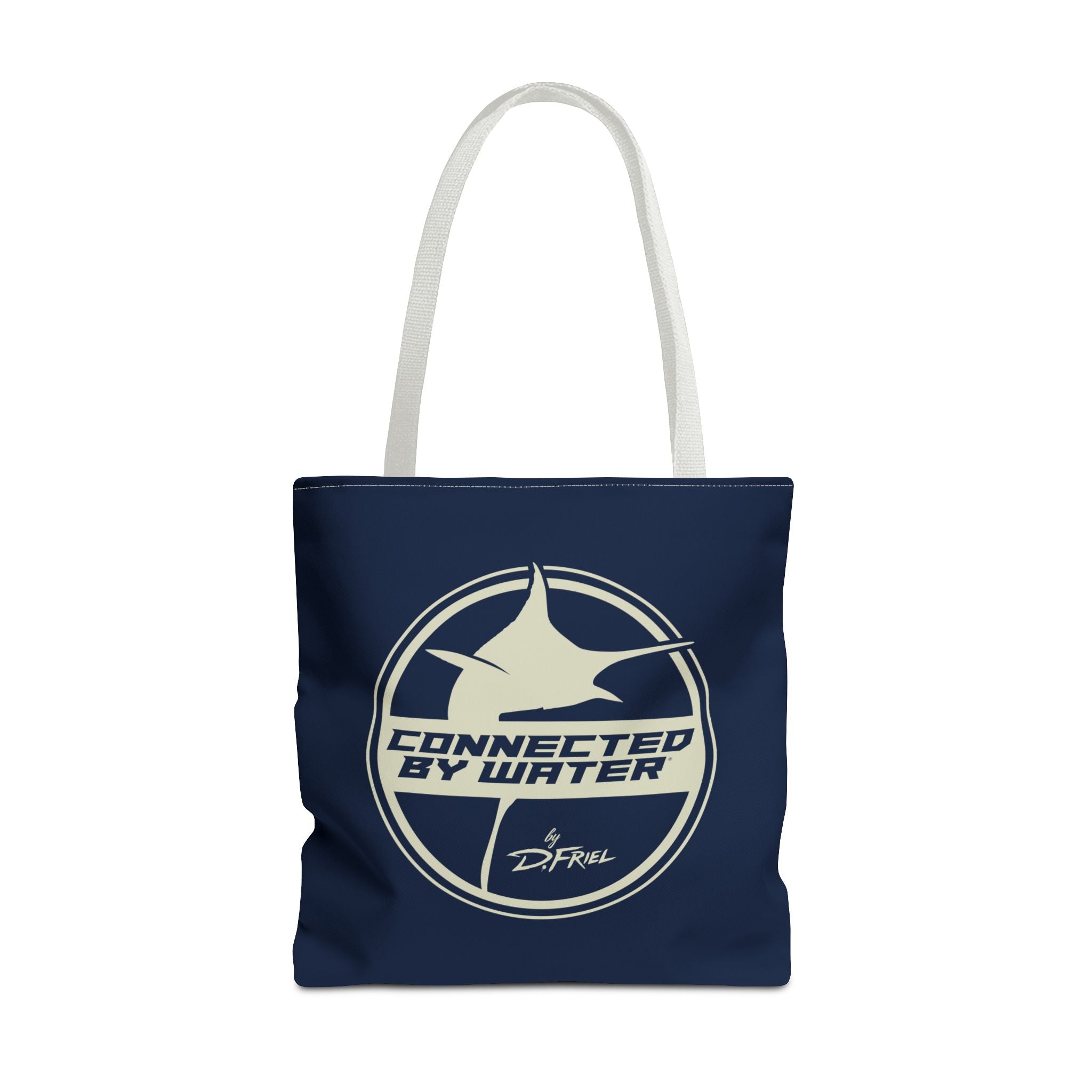 Connected Sportfish Logo Tote Bag | Parchment + Offshore Blue