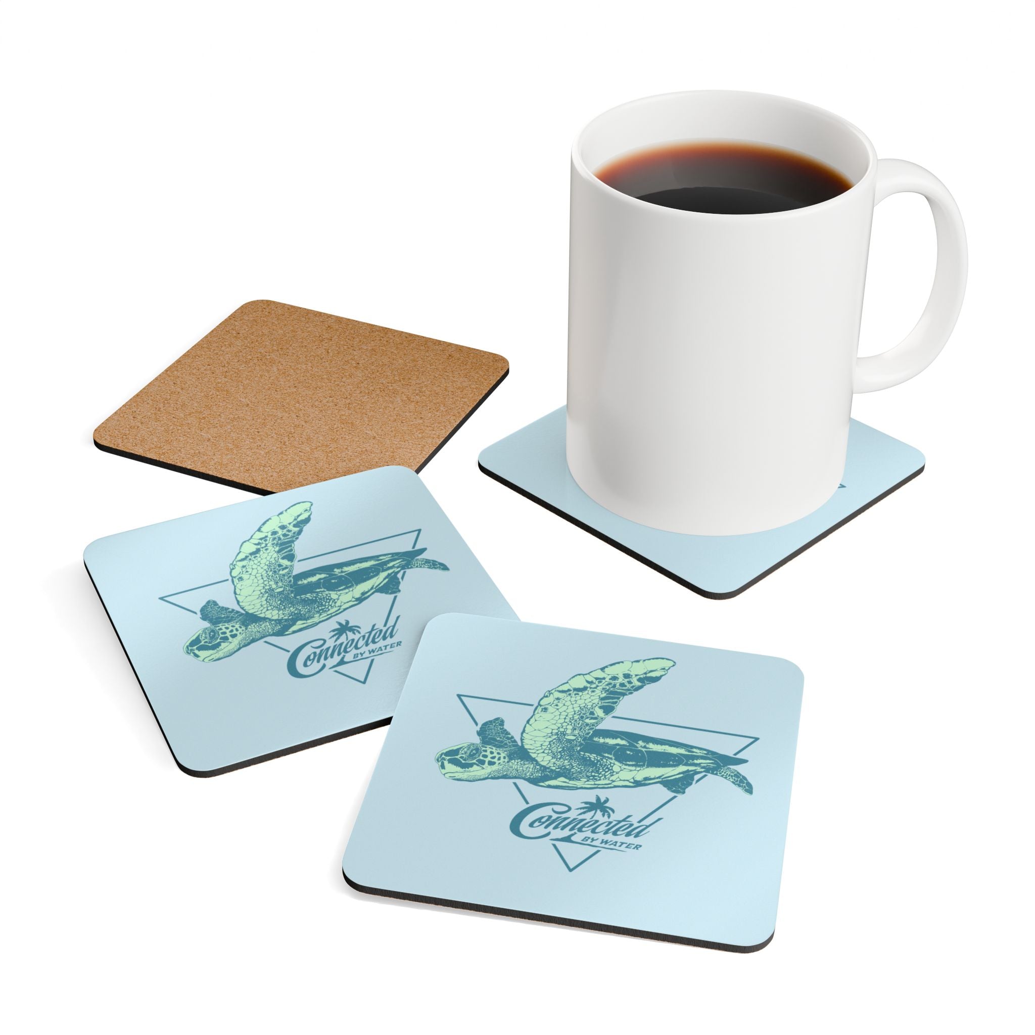 Palm Beach Collection Turtle Connection Cork Coasters - Set of 4 Drink