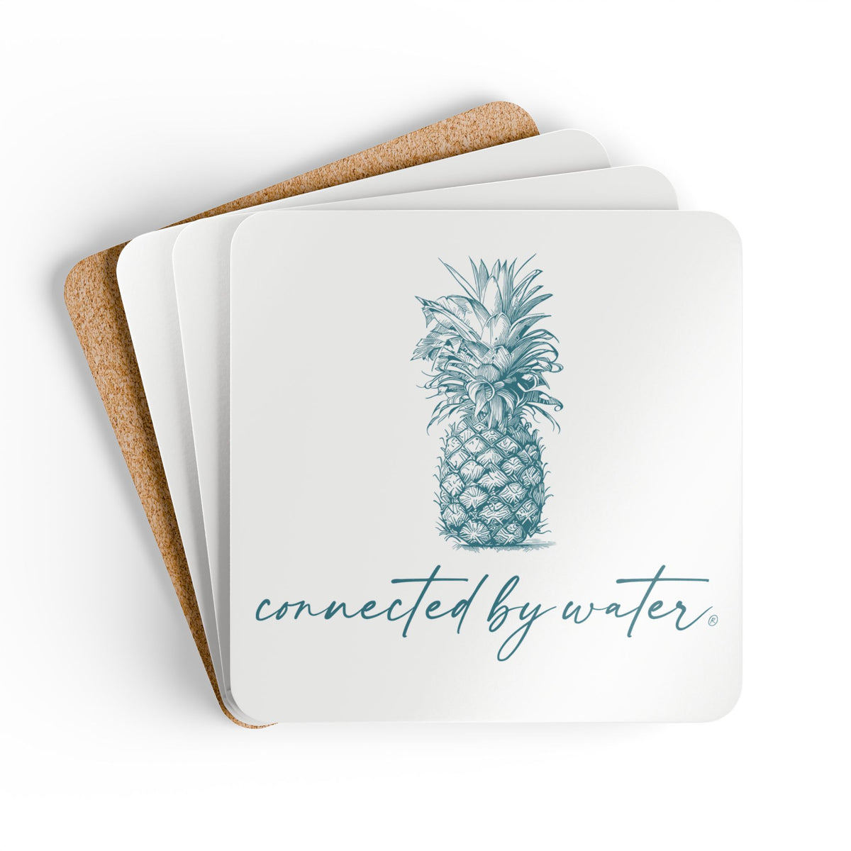 Palm Beach Breezy Pineapple Cork Coasters — Set of 4 Drink Coasters in ...