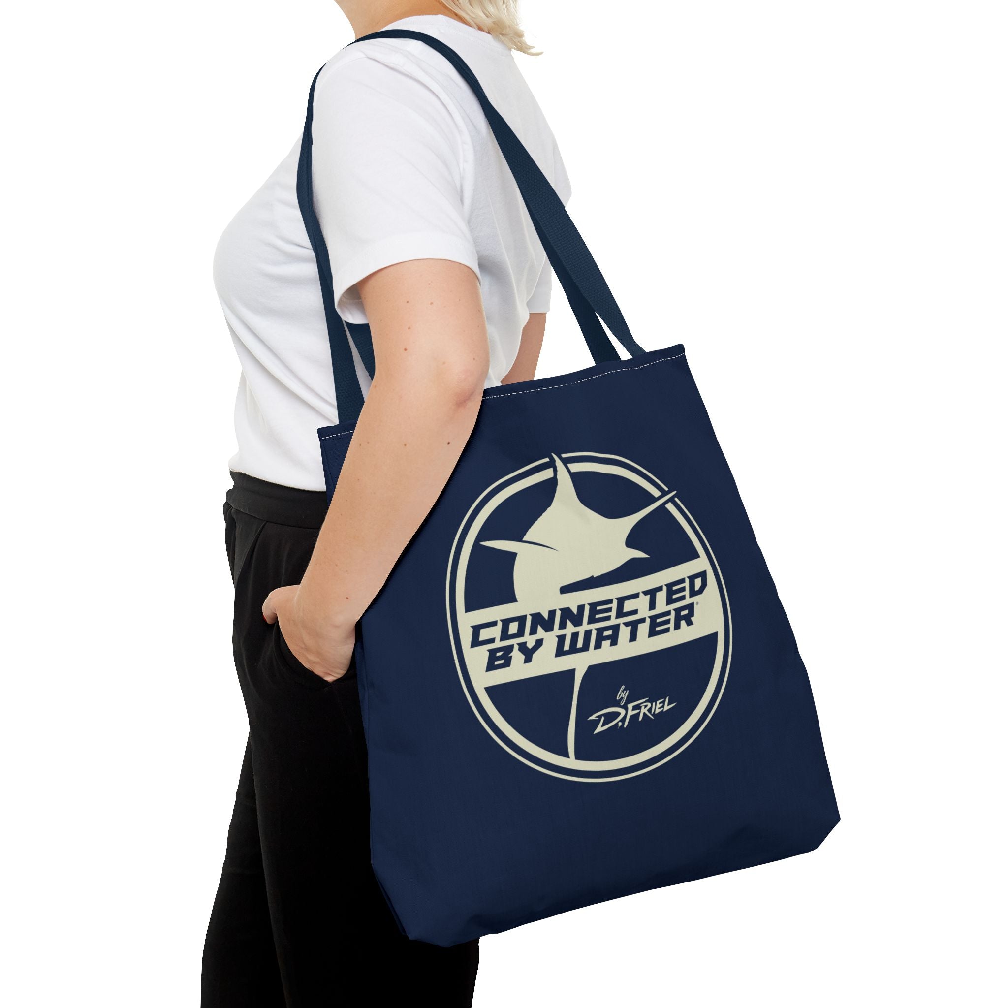 Connected Sportfish Logo Tote Bag | Parchment + Offshore Blue