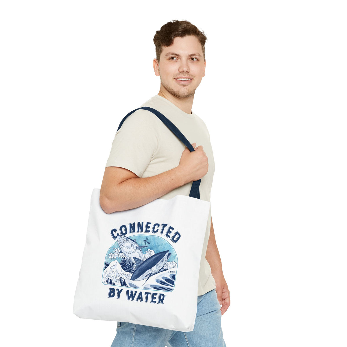 Tsunagaru (Hokusai) Bluefin - Beach Tote - Eco-Friendly Beach Essential for Ocean Lovers