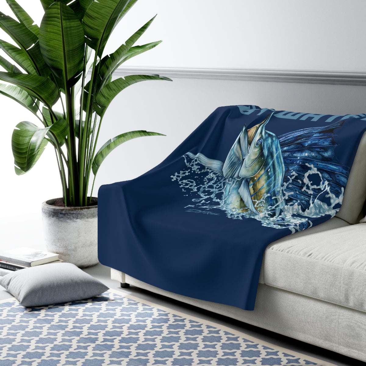 Southern Cross Sailfish Art -  Super Soft Sherpa Fleece Blanket - Collectors Gift
