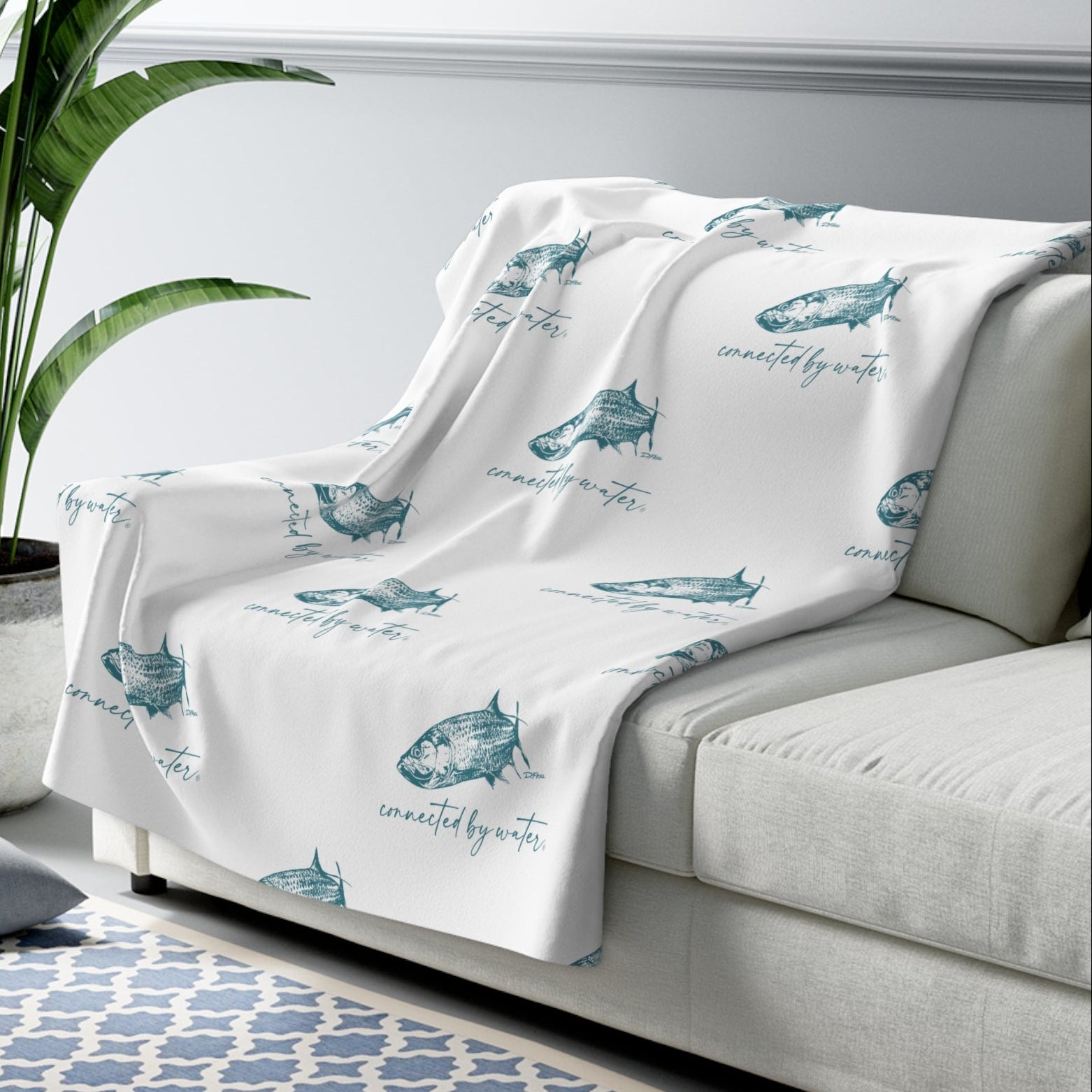 Palm Beach Breezy Tarpon Pattern -  Super Soft Sherpa Fleece Blanket