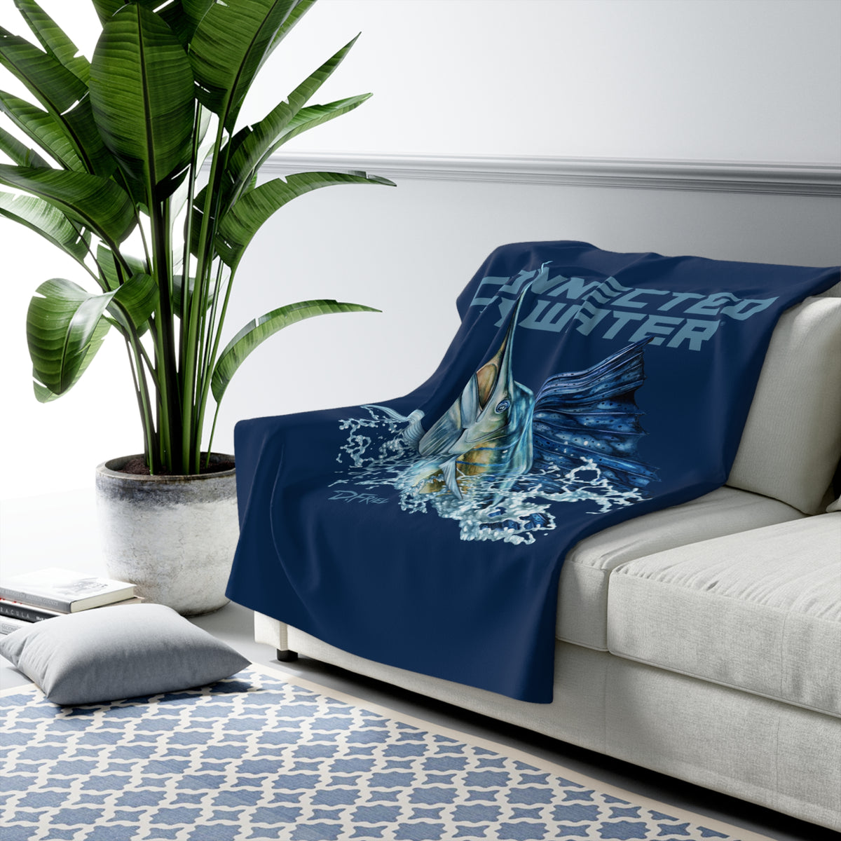 Southern Cross Sailfish Art -  Super Soft Sherpa Fleece Blanket - Collectors Gift