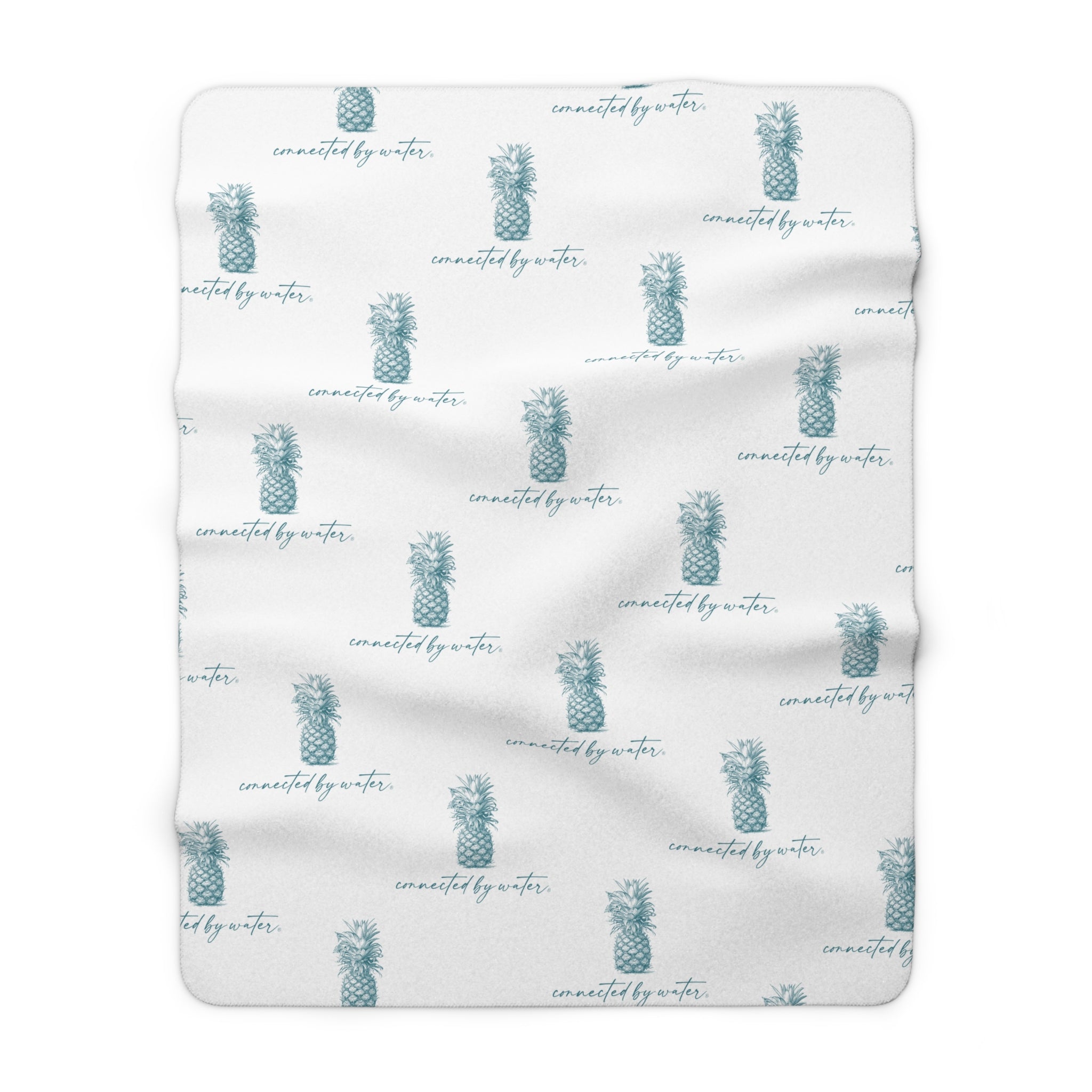 Palm Beach Breezy Pineapple Pattern -  Super Soft Sherpa Fleece Blanket