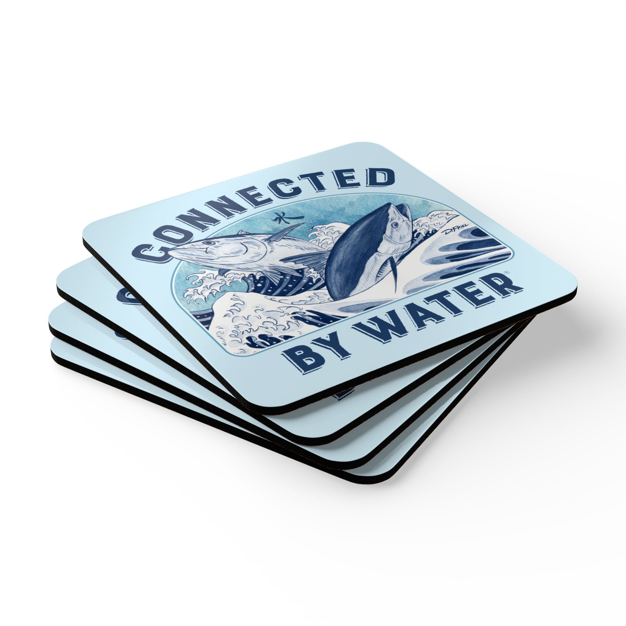 Tsunagaru Wave Cork Coasters - Set of 4 Drink