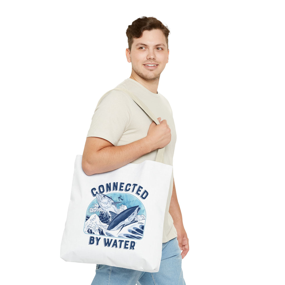 Tsunagaru (Hokusai) Bluefin - Beach Tote - Eco-Friendly Beach Essential for Ocean Lovers