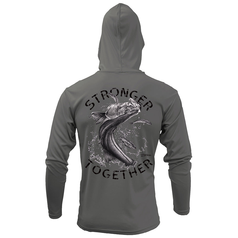 Last Chance! Performance LS Hooded - Stronger Together Shirt with Silver Snook Art