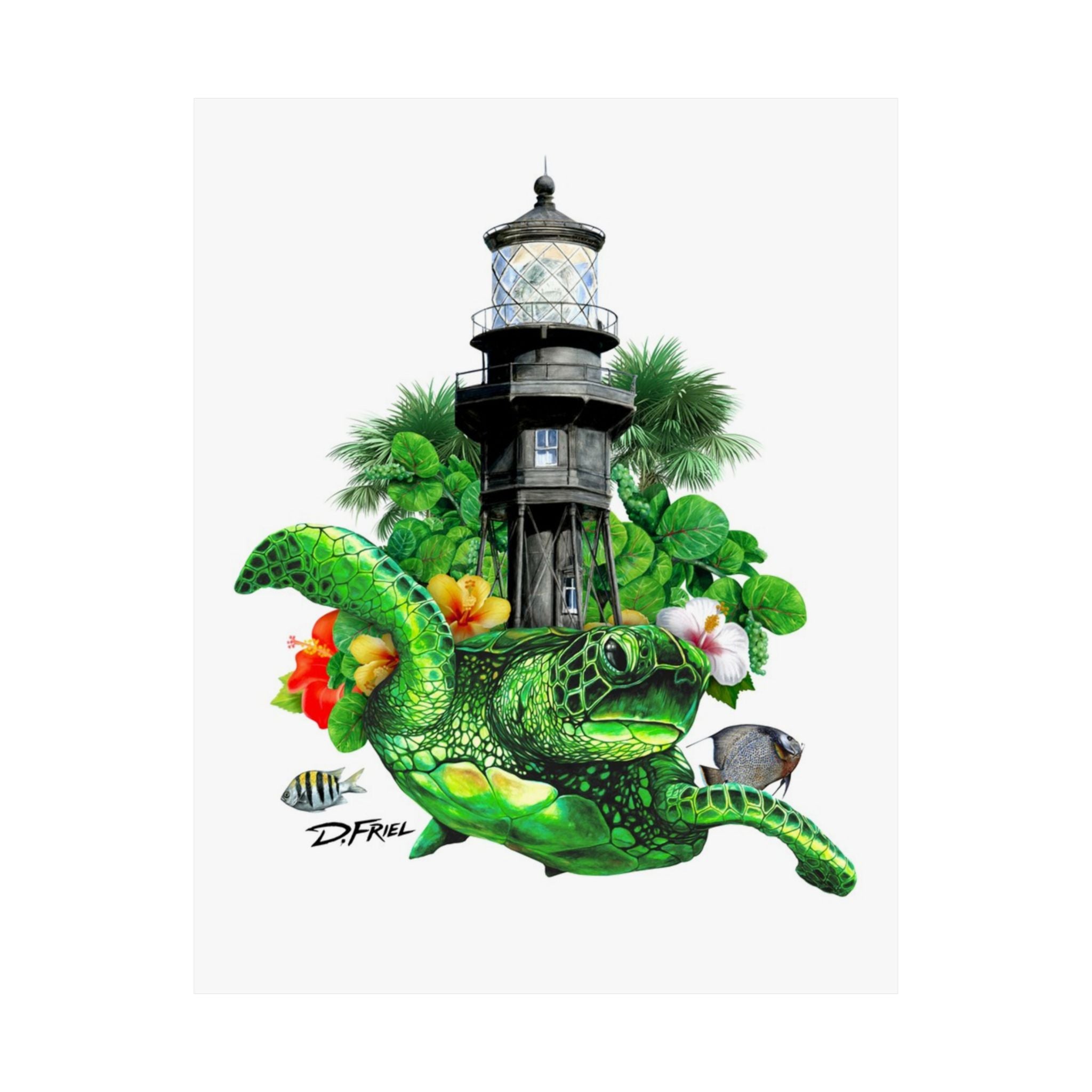 Hillsboro Lighthouse Turtle - Unframed Satin Poster