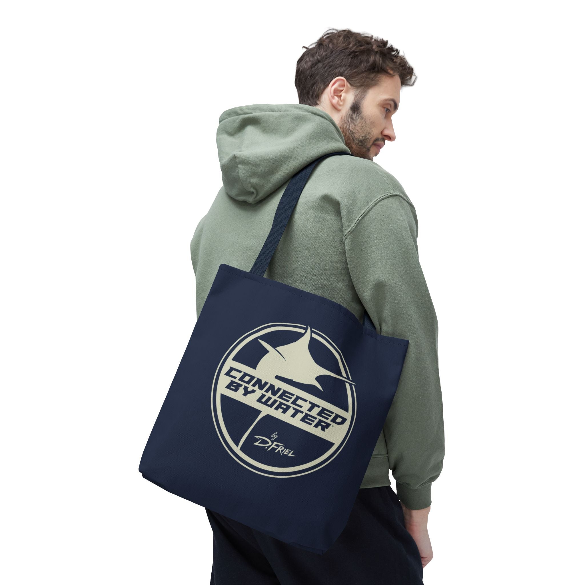Connected Sportfish Logo Tote Bag | Parchment + Offshore Blue