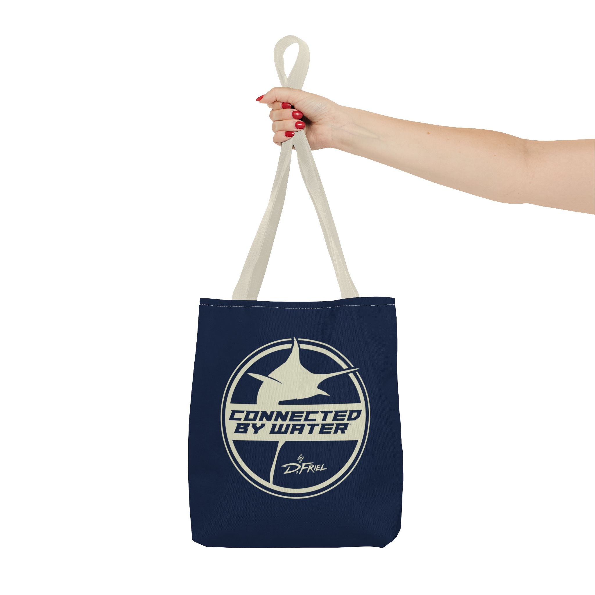 Connected Sportfish Logo Tote Bag | Parchment + Offshore Blue