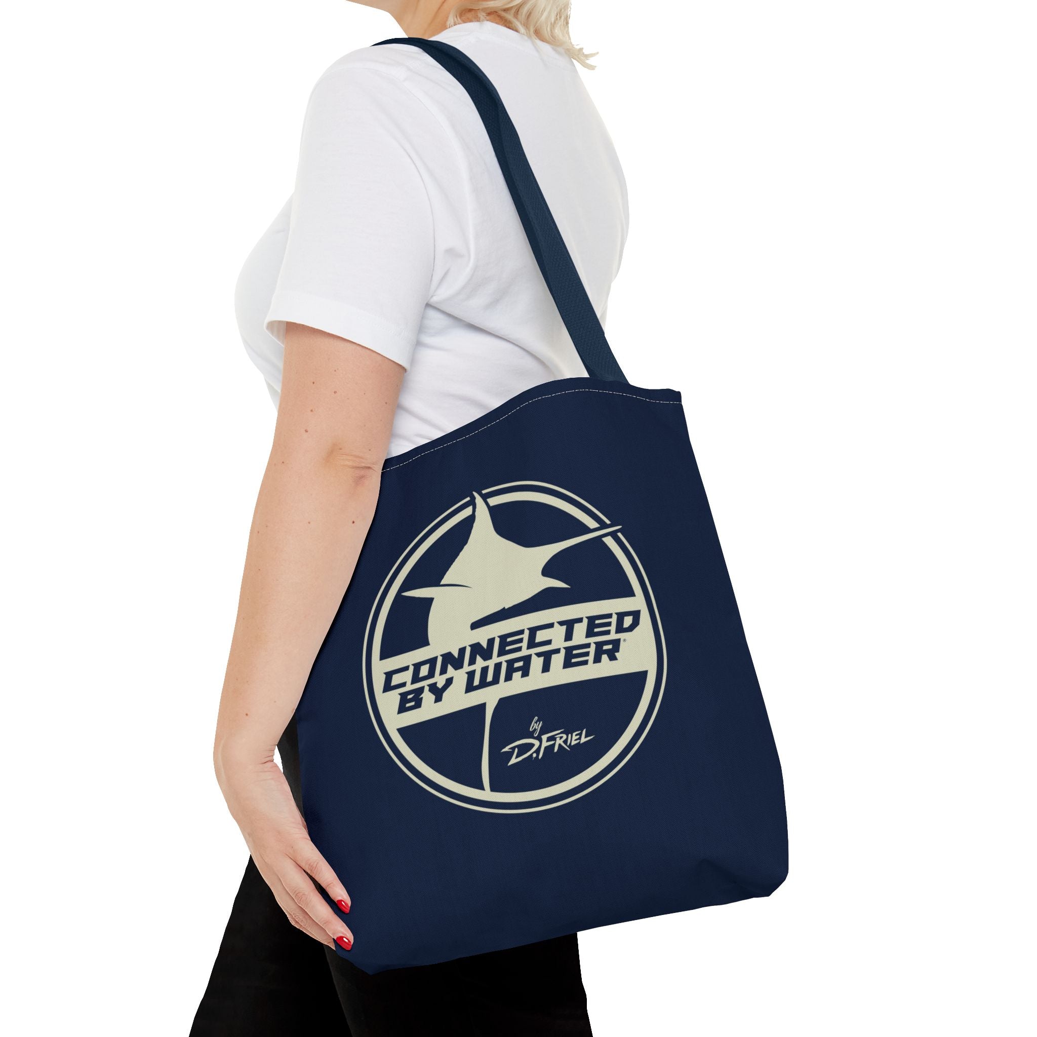 Connected Sportfish Logo Tote Bag | Parchment + Offshore Blue
